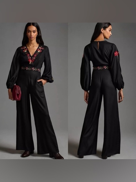 FARM Rio Pants - Farm Rio Embroidered Jumpsuit - Anthropologie